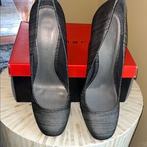 Ann Marino Grey Fabric Heels, Size 10M